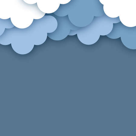 Sky background with tiny clouds. Night sky. Paper cut Weather.のイラスト素材