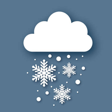 Falling Snow. White cloud. Paper cut Weather. White snowflakes. Winter time.のイラスト素材