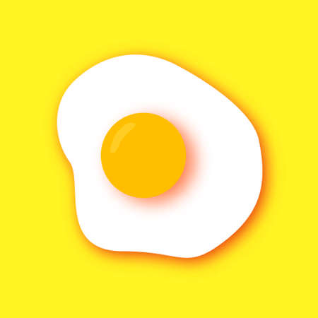 Fried Eggs. Omelet papercut style. Farm products. Fast food. Natural product. yellow background.のイラスト素材