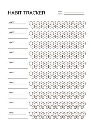 Habits Tracker for a Month. Simle Template. Design for organizer or planner. Printable pageのイラスト素材
