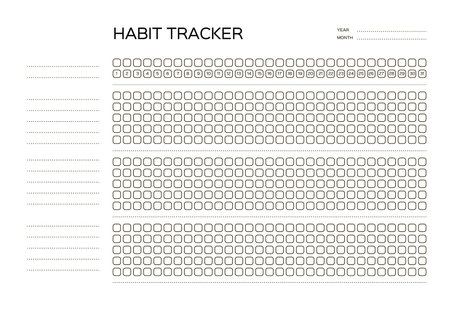 Habits Tracker for a Month. Simle Template. Design for organizer or planner. Printable pageのイラスト素材