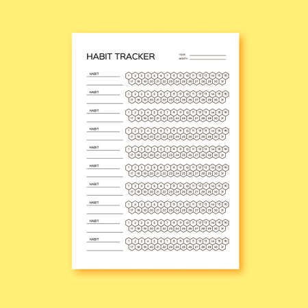 Habits Tracker for a Month. Simle Template. Design for organizer or planner. Printable page.のイラスト素材