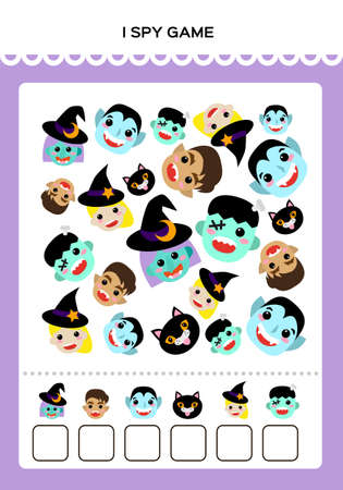 Happy Halloween I SPY Math Game for kids with Monsters. Mathematical practice. Education Game for Children.のイラスト素材