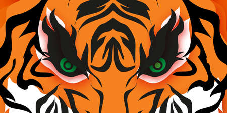Tiger New Year. Roar Animal paper cut style. Chinese zodiac, Chinese calendar. Winter holidays....