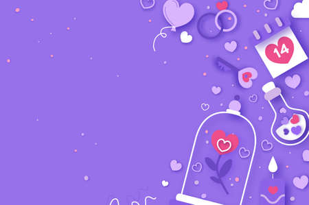 Happy Valentines Day. Valentine day love beautiful. Hearts, Gift, flower, sweets, confetti, envelope...