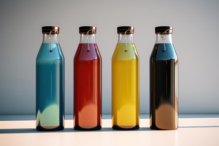 Colorful Bottle. Mock up for labels. Four bottlesの素材