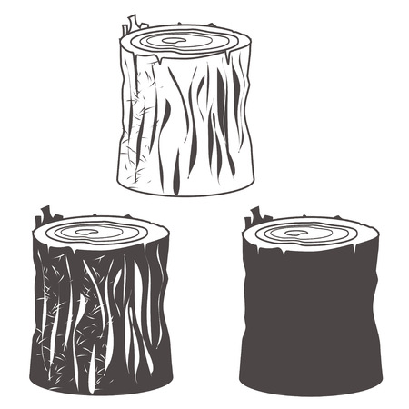 Stump black and white silhouettes set vector illustration. eps10のイラスト素材