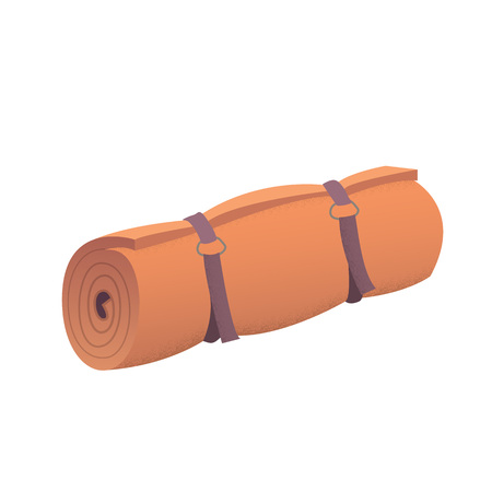 Orange camping roll mat cartoon vector illustrationのイラスト素材