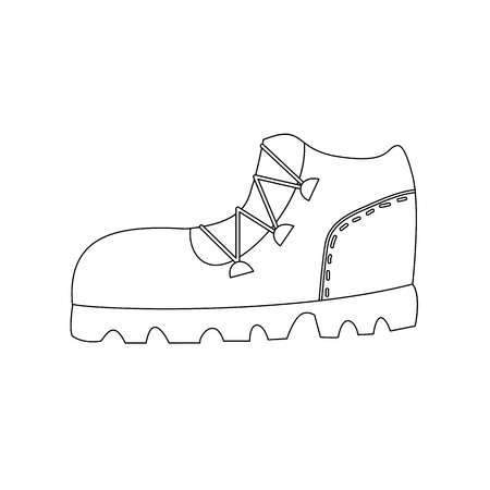 Trekking boot outline coloring page isolated cartoon vector illustrationのイラスト素材