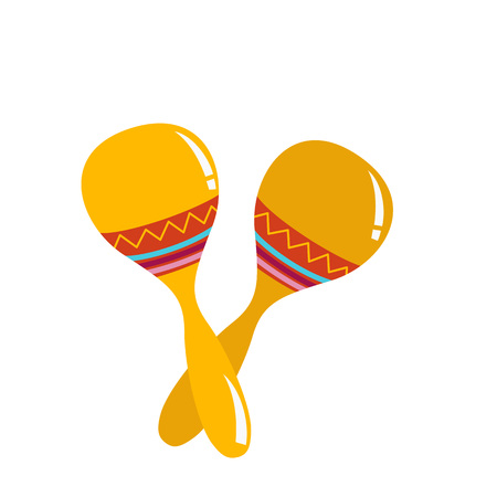 Pair of maracas isolated object flat cartoon vector illustration