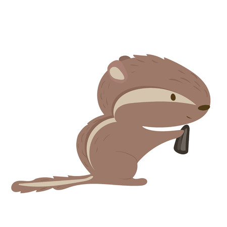 Forest animal vector with isolated cartooning little chipmunk. Good as print card sticker for kids accesoriesのイラスト素材