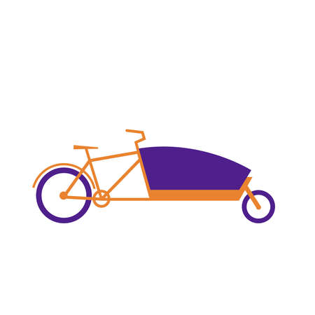 Cargo bike. bakfiets bicycle with cart. Flat vector illustrationのイラスト素材