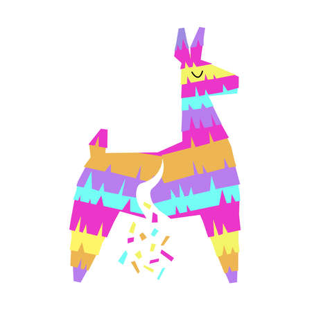 Mexican lama pinata for party fiesta. Colorful decoration made of paper. Vector illustrationのイラスト素材