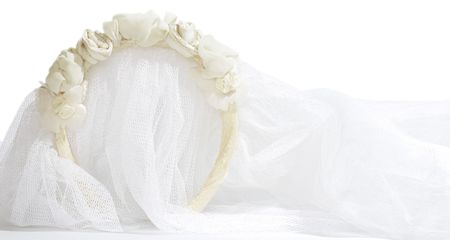 wedding veil on white backgroundの写真素材