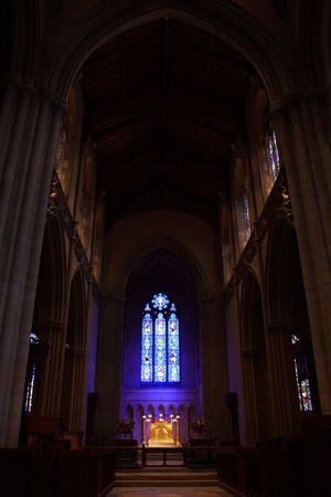 Church, interior, light from stained-glass windowのeditorial素材