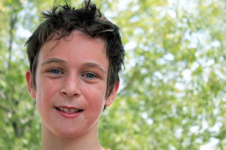 Portrait of boy in sunny dayの写真素材