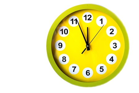 Macro of modern yellow watch (isolated)