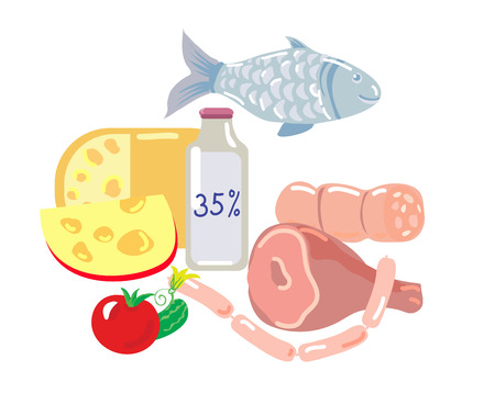 set of high fat food as lchf dietのイラスト素材