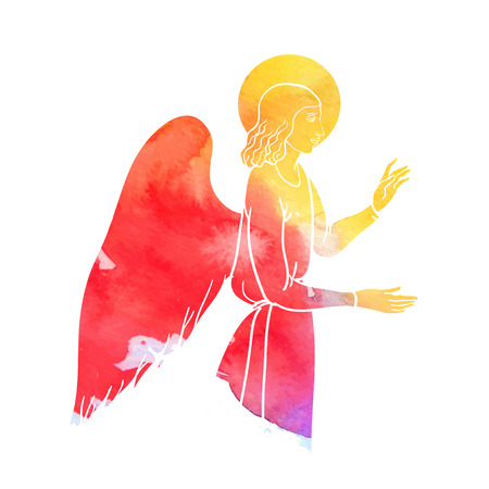 Annunciation angel on watercolor style, colofullのイラスト素材