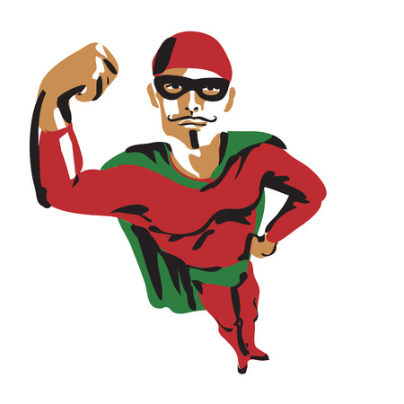 hipster superhero in his uniform and maskのイラスト素材