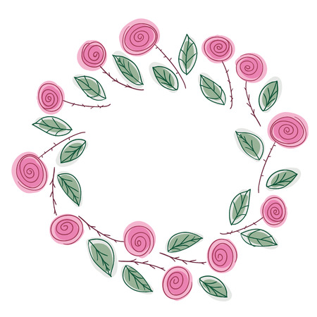 round wreath of vintage roses.  Vector illustrationのイラスト素材