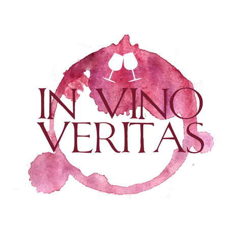 Bright watercolor wine design elements includes the phrase (in vino veritas - verity in wine)のイラスト素材