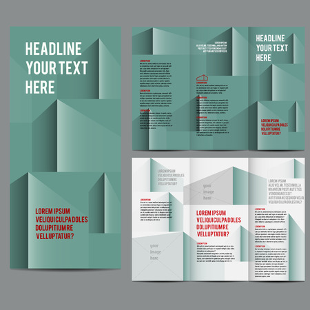 Editable A4 brochure design template vector trifold geometric abstractのイラスト素材