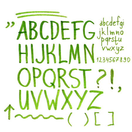 Hand drawn marker artistic font  set includes uppercase and lowercase letters, numbers, exclamation and question marks and underscoresのイラスト素材