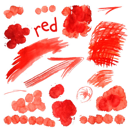 Vector watercolor paint texture stains and lines set and arrow. redのイラスト素材