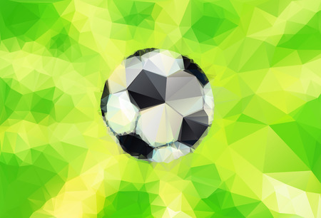 Top view of soccer ball on football field - Vector illustration in triangular styleのイラスト素材