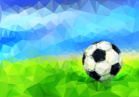 Soccer Ball in Stadium. Vector illustration in triangular styleのイラスト素材