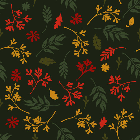 hand-drawn pattern  of colorful autumn leaves. Vector illustration. doodle styleのイラスト素材