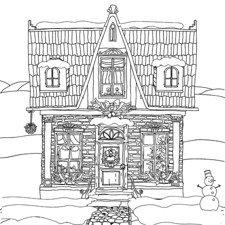 Hand drawn vector stock illustration of houseのイラスト素材