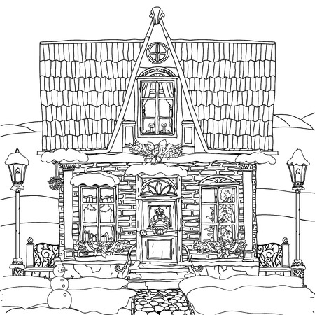Hand drawn vector stock illustration of houseのイラスト素材