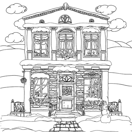 Hand drawn vector stock illustration of houseのイラスト素材