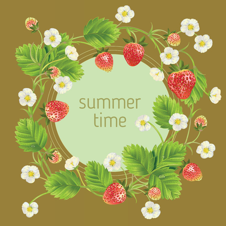 fresh berry round frame.のイラスト素材