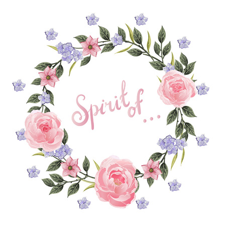 Vector flowers Beautiful wreath.のイラスト素材