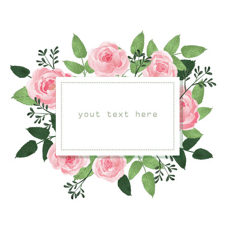 Vintage Baroque Frame with Blooming Roses.のイラスト素材