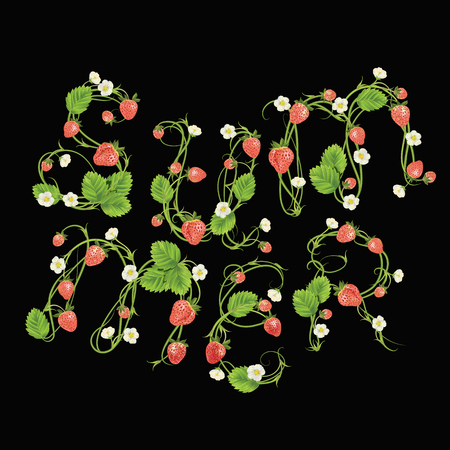 Colorful floral print with summer word vector illustration designのイラスト素材