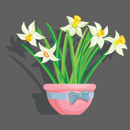 Vector tulips grey backgroundのイラスト素材