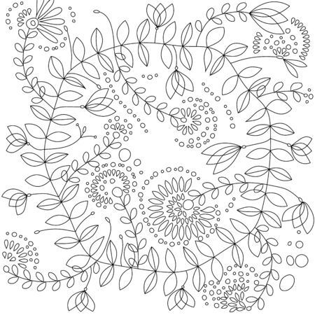 Doodle flowers vector illustration for coloring bookのイラスト素材