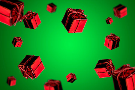 pattern red christmas gift box on a colorful background. High quality photoの写真素材