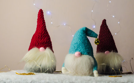 christmas new year gnomes on glowing background 2022. High quality photo