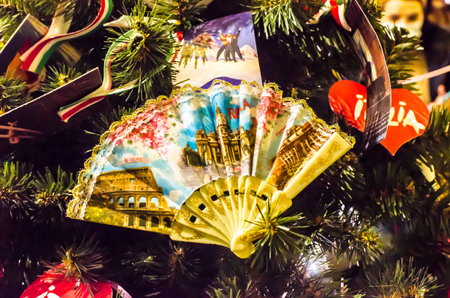 moscow, russian federation, 5 december 2021 christmas decoration with italian symbols on the tree. High quality photoの写真素材