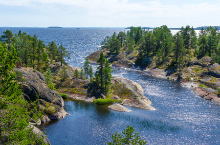 Ladoga skerries Islands of Lake Ladoga summerの写真素材