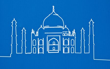 Taj Mahal of india on a blue backgroundの写真素材