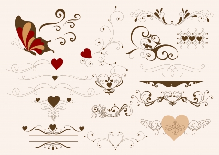 Decorative elements for calligraphic valentine  design  Calligraphic vectorのイラスト素材