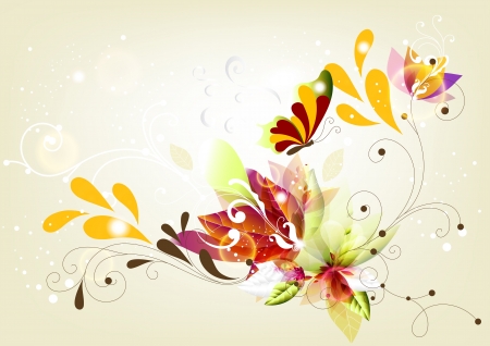 Colorful background with floral ornament  Floral vectorのイラスト素材
