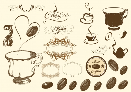 Coffee elements collection vector set for your stylish design のイラスト素材