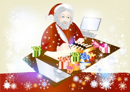 Greeting card with Santa Claus and gifts  Christmas のイラスト素材